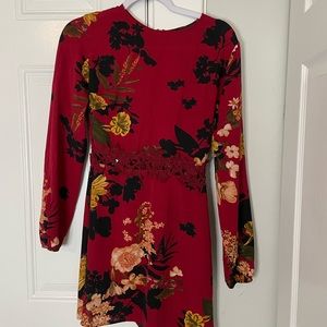 Red floral dress